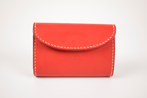 【minca】栃木レザーの三つ折り財布 ミドルサイズ ハンドステッチ滑らかな手触り/Middle wallet 01/レッド　518【雑貨 ファッション 人気 おすすめ 】