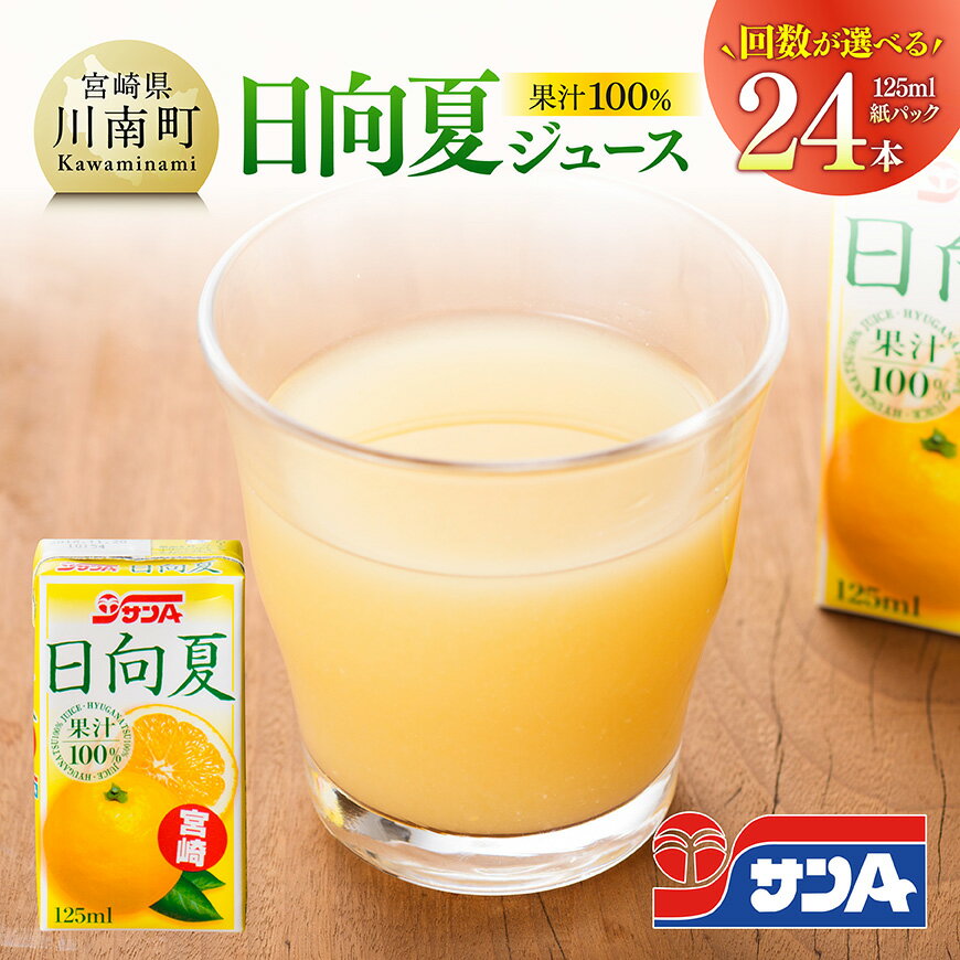 【ふるさと納税】 ※回数が選べる※ サンA 日向夏ジュース ( 果汁100% ) 125ml×24本セット - ジュース 果汁100％ フルーツジュース 紙パック 日向夏 宮崎県 C03059 C03059t3