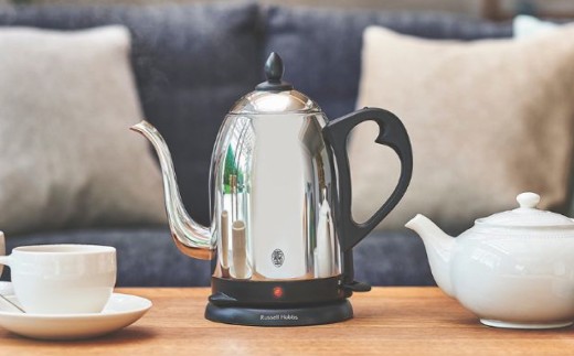 〈Russell Hobbs〉 カフェケトル　1.2　シルバー【 電気ケトル 省エネ コードレス 安全 キッチン リビング 寝室 料理 調理 家電 】