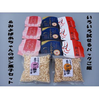 ふるさと納税 村上市 いろいろ試せるパックご飯3種類9個(コシヒカリ・くろまい&amp;げんまい・新之助)&amp;手作りポン菓子セット