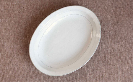 【瀬戸焼】 「舞陶館」 粉引 カレー皿 2枚セット 【松本陶器株式会社】 / 皿 食器 楕円皿 プレート / 瀬戸市[BBDX024]