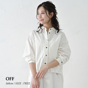 【THE INDUSTRY WORKS】 裾ドロストタイプライターシャツ（オフ）・1着　TIW-W035（74-27-WH） レディース カジュアルシャツ