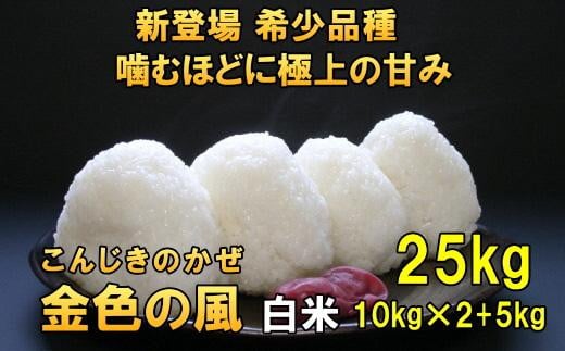 【白米25kg】新登場の高級米　令和6年産  岩手県奥州市産 金色の風 25kg（10kg×2＋5kg）【７日以内発送】 おこめ ごはん ブランド米 精米 白米