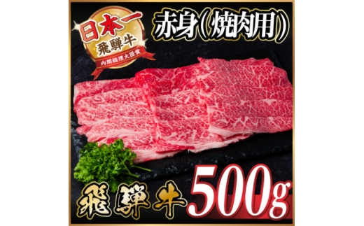 飛騨牛 厳選赤身(焼肉・BBQ用)500g　A4～A5等級　黒毛和牛　小分け【1543752】