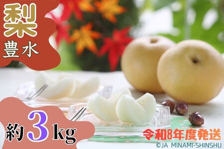 J05【令和8年度発送先行予約品】梨（豊水）【太鼓判・優糖生】約3kg