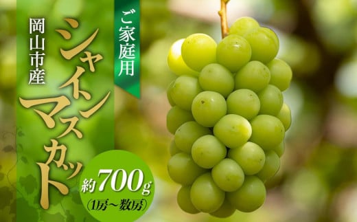 
            ご家庭用 シャインマスカット 約700g（1房～数房） ぶどう フルーツ 果物 岡山 五果苑 | フルーツ 果物 くだもの シャインマスカット マスカット 岡山県産 国産 ご家庭用 シャインマスカット マスカット フルーツ 果物 くだもの シャインマスカット マスカット
          