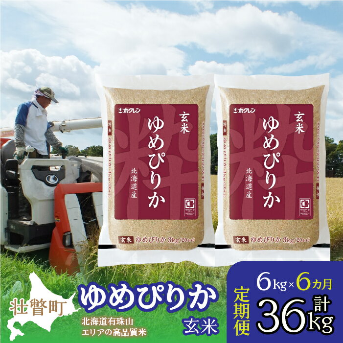 【ふるさと納税】【令和6年産 6ヶ月定期配送】（玄米6kg）ホクレンゆめぴりか（3kg×2袋） 【 ふるさと納税 人気 おすすめ ランキング 北海道産 壮瞥 定期便 玄米 米 ゆめぴりか 炊き込みご飯 こめ 贈り物 贈物 セット 北海道 壮瞥町 送料無料 】 SBTD075