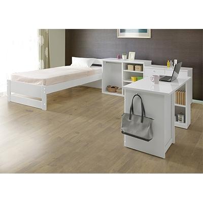 ふるさと納税 大川市 大川家具　システムベッド　クララ&lt;ツマミ&gt;(ベッド、袖付デスク、チェスト、シェルフ)