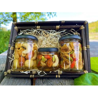 ふるさと納税 高野町 ナッツ・ドライフルーツの蜂蜜漬3種セット【峠の恵】【峠の彩】【峠の果実】 |  | 01