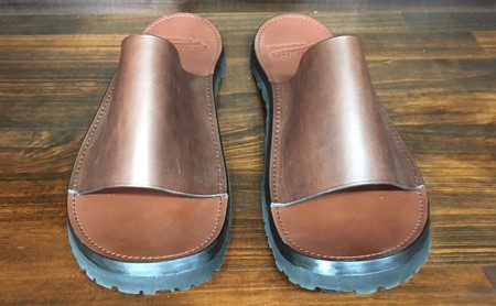 レザーサンダル（ブラウン）サイズ7（25～25.5cm）【キャッスルファイブレザーアート】 ファッション 靴 シューズ 牛革 