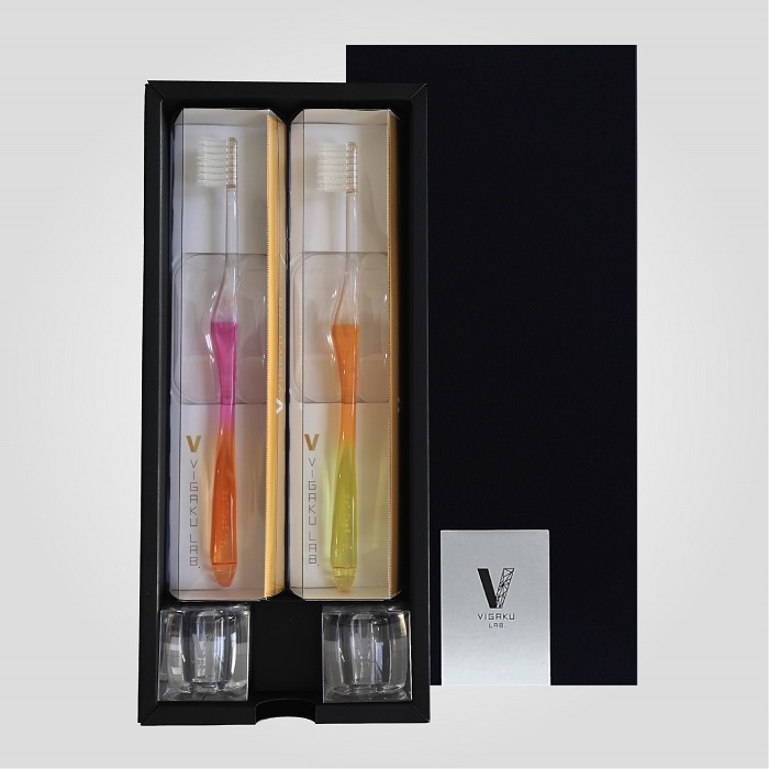 VIGAKU LAB.ギフトセット　グラデーションウォームカラー（スタンド付き） ／ タナベ 歯ブラシ クレンジングブラシ ビガクラボ ハミガキ 大人用 プレゼント ギフト 奈良県 田原本町