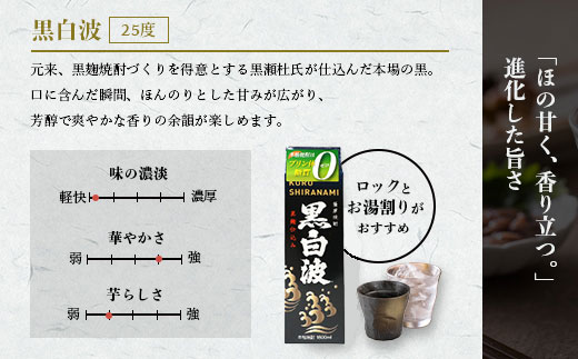 【さつま白波】【黒白波】【さくら白波】25度・1800ml　各2パックセット C7-9【配送不可地域：離島】【1466761】