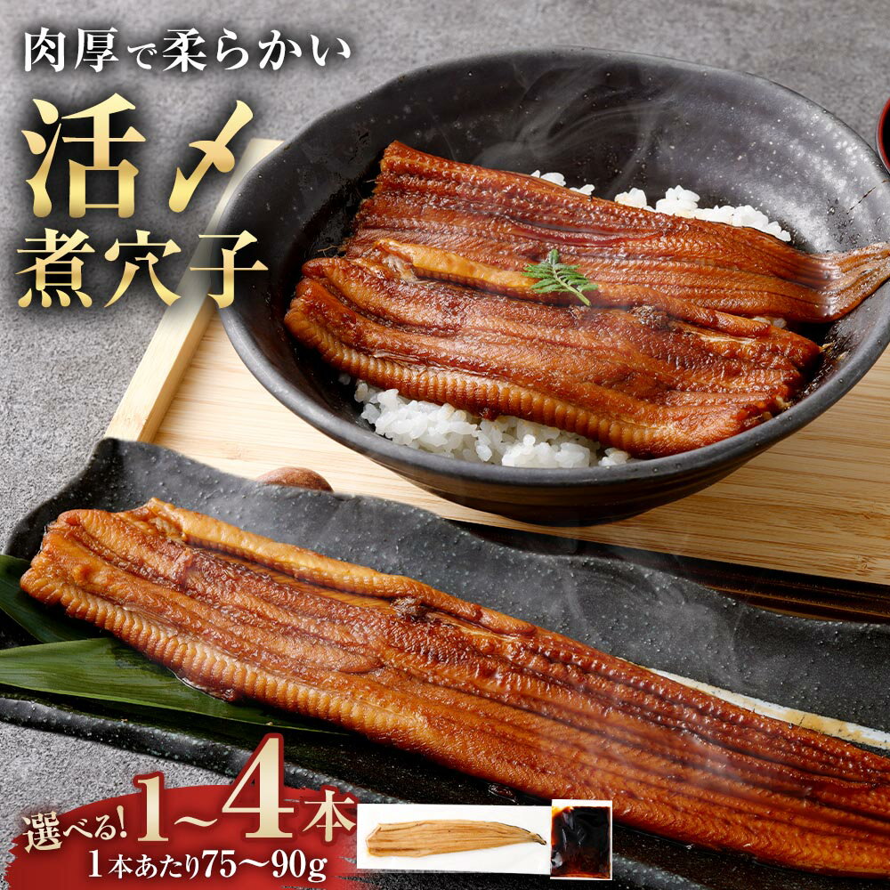 【ふるさと納税】＜選べる内容量＞飯田商店 活〆煮穴子 タレ（50g）付 一本（75～90g×1袋） / 二本（75～90g×2袋） / 四本（75～90g×4袋） 煮穴子 煮あなご 穴子 あなご アナゴ 魚介類 水産物 惣菜 ごはんのお供 ご飯のお供 おかず 冷凍 三重県 桑名市 送料無料