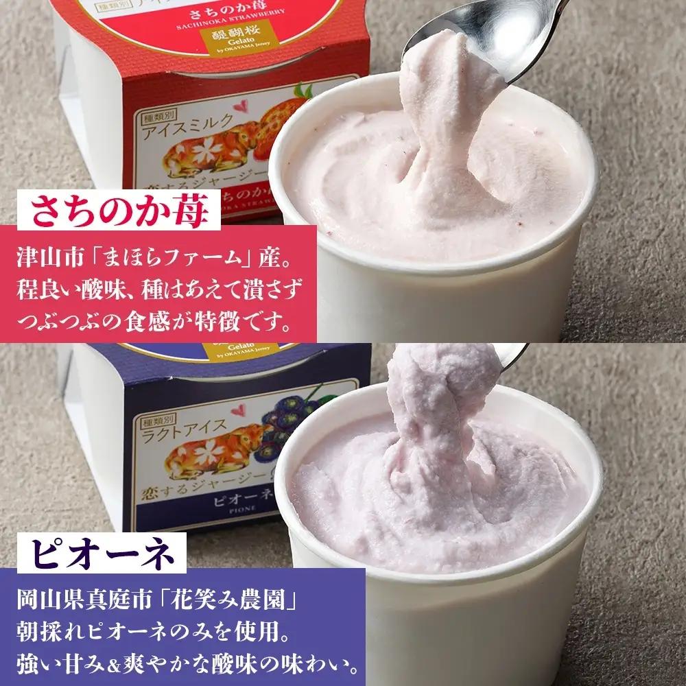 【ふるなびWEEK対象】【ジェラート醍醐桜】恋するジャージーPremium3種 （ゴールデンミルク＆さちのか苺＆ピオーネ）計12個セット / 岡山 真庭 【nhss043-01-f】