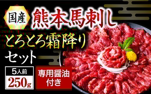 【国産】熊本馬刺し 霜降り 中トロ 250g 国産 熊本 馬刺し 馬 馬肉 馬刺 肉刺し 醤油 贈答用 ギフト 熊本 阿蘇 南小国町 送料無料