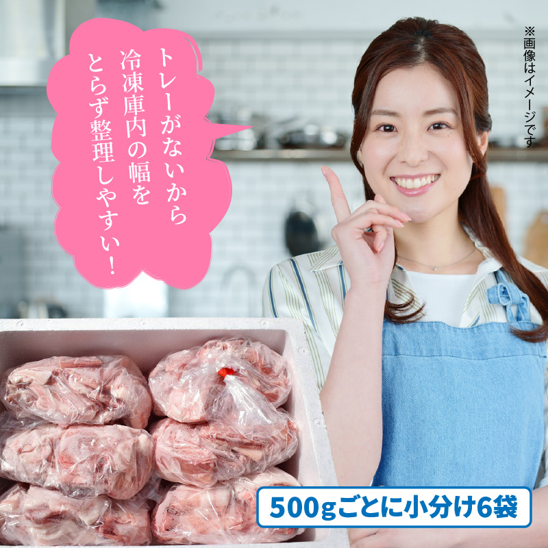 隔月でお届け！ 大分県産豚大容量切り落とし定期便 3kg×3回_2554R-1