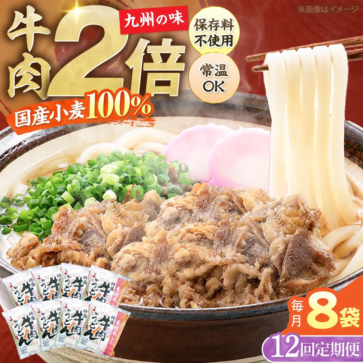 【全12回定期便】肉2倍！ 特盛 牛肉うどん 8食 VAI042 うどん 牛肉