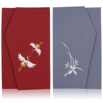 ふるさと納税 八尾市 慶弔刺繍ふくさセット(夫婦鶴)えんじ/グレー(左開き) (A312)