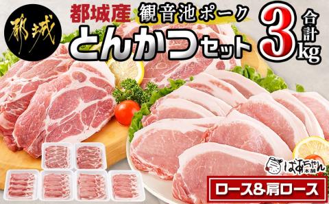 【令和7年3月1日より寄附金額見直し（値上げ）予定】「観音池ポーク」ロース&肩ロース とんかつ3kgセット_MJ-1529