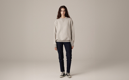 ニット アンユースレス クルーネックスニット 服 洋服 ファッション 耐久性 上品 コーマ糸 無撚糸コットン 洗濯可能 墨田区 東京都 ネイビー/M規