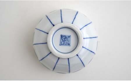 有田焼 福泉窯 染付呉須線面取茶付 大小セット お茶碗 シンプルモダン 手描き 渕上陶磁器 食器 うつわ 器 fb004