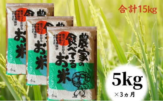 [№5258-0635]【令和7年度産】定期便　5kg 3ヵ月「農家の食べてるお米」3ヵ月連続お届け　毎月 ライス ご飯 主食 ストック 日持ち 備蓄品 保存食 兵庫県産 姫路市産 産地直送 3回