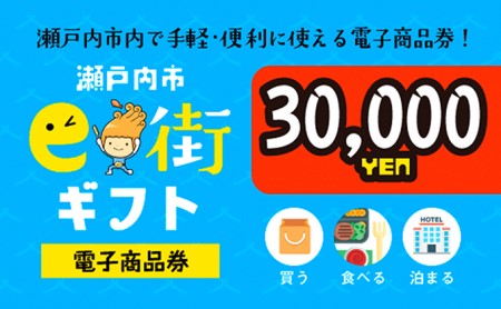 電子商品券　瀬戸内市e街ギフト（30,000円分） チケット 