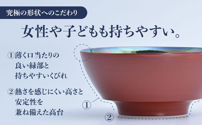 【有田焼】究極のラーメン鉢レンゲセット 朱塗南蛮パール / 佐賀県 / 株式会社まるぶん [41APCD024]