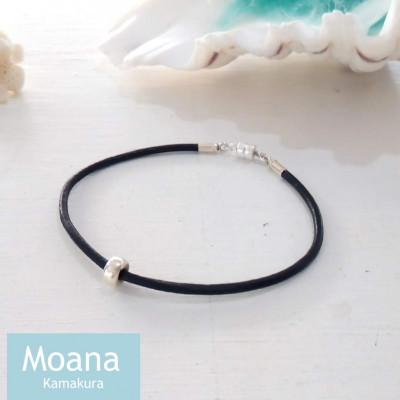 ふるさと納税 鎌倉市 【メンズ】シルバー&amp;牛革ブレス  Black