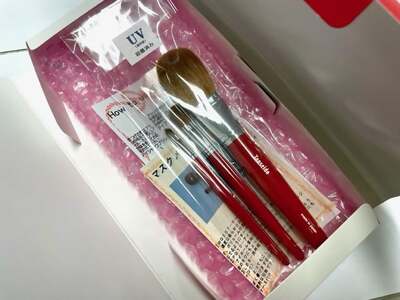 熊野化粧筆 マスクメイクセット(軸色：赤)【メイクブラシ 化粧筆 フェイスブラシ ファンデーションブラシ チークブラシ パウダーブラシ ハイライトブラシ 化粧 メイク コスメ 美容 スキンケア 立体感