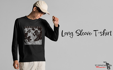 【川西】地図柄ロングスリーブTシャツ（ブラック）Mサイズ［No.347-02］