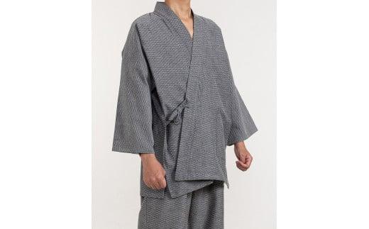 061-28　【鼠・Lサイズ】織り・縫製　地元遠州製　菱織作務衣