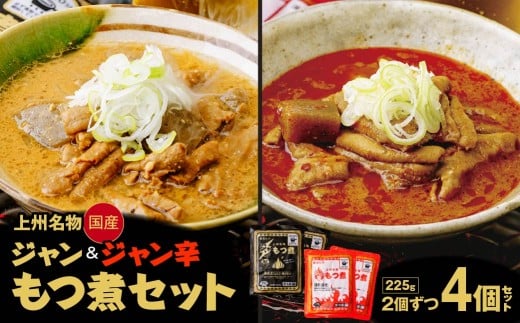 もつ煮専門店 雷太郎 ジャン辛もつ煮 ジャンもつ煮 1人前×4個/2種 | 旨辛 モツ煮 もつ煮込み モツ煮込み 辛くない ビール 酒 温まる 鍋 おかず おつまみ つまみ 惣菜 国産 豚 豚肉 冷蔵 グルメ 簡単 手軽 料理 家庭用 美味しい おつまみ 柔らか とろける ごはん 群馬県 前橋市