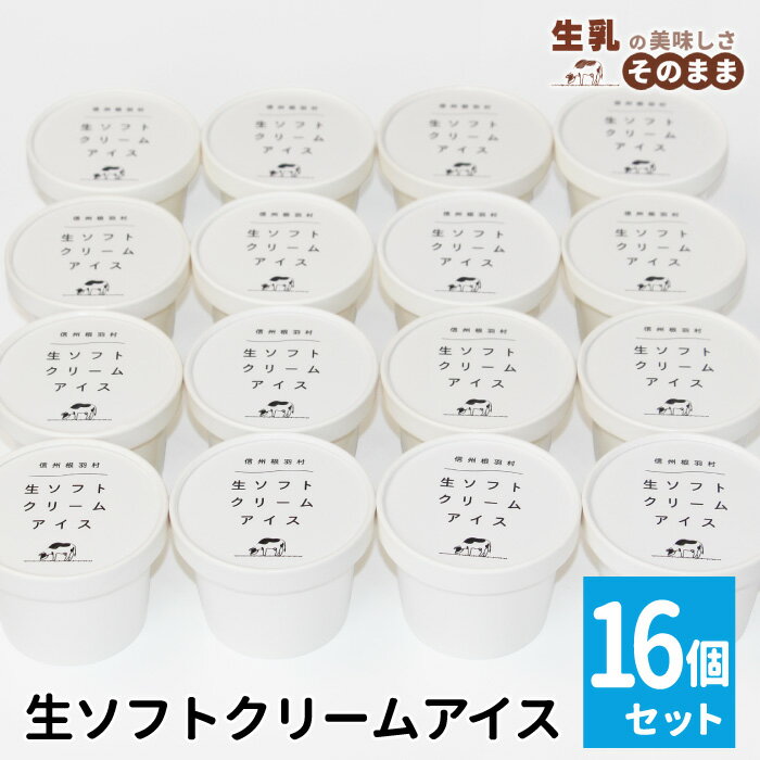 【ふるさと納税】香料・着色料不使用！生ソフトクリームアイス 16個入り 80ml 生乳 牛乳 ミルク スイーツ アイスクリーム 信州 搾りたて アイス
