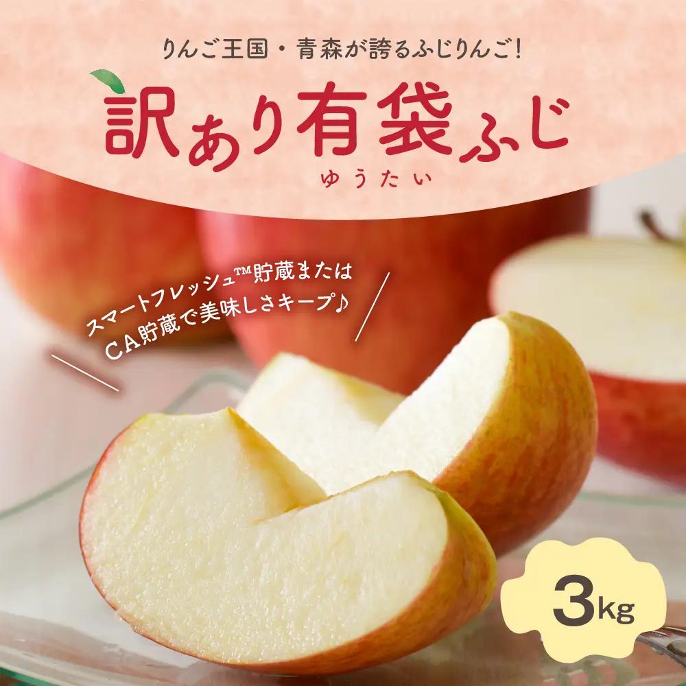 【2026年7月上旬発送】【訳あり】りんご 3kg 有袋ふじ 【スマートフレッシュTM貯蔵またはCA貯蔵・クール便】