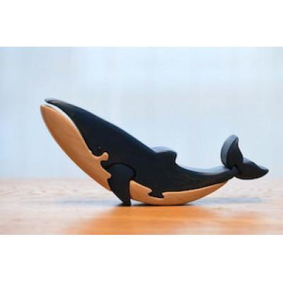 ふるさと納税 河内長野市 ブルーホエール(シロナガスクジラ)大きめサイズ 知育玩具 木製パズル