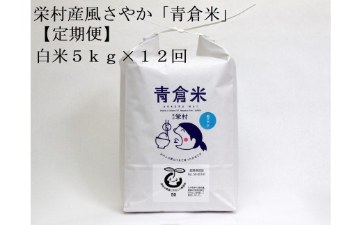 【令和8年産】＜定期便＞長野県栄村産／特別栽培米　風さやか「青倉米」白米5kg×12ヵ月