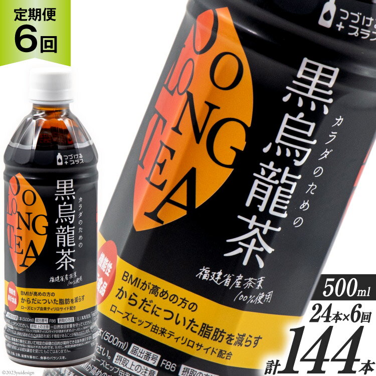 【ふるさと納税】【6回 定期便 】 つづけるプラス カラダのための 黒烏龍茶 500ml × 24本 × 6回 総計144本 [Nビバレッジ 富山県 朝日町 34310201] ペットボトル 烏龍茶 ウーロン茶 1ケース 500ml