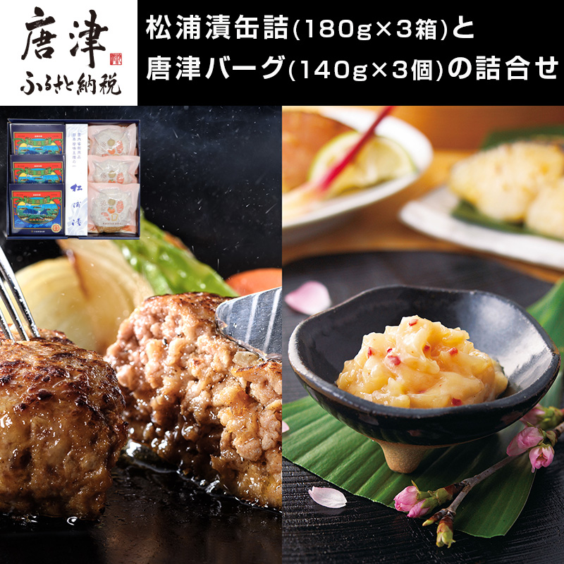 松浦漬小箱(180g×3箱)と唐津バーグ(140g×3個)の詰合せ 総菜 おかず ご飯のおとも ギフト「2024年 令和6年」