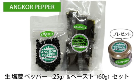 胡椒 アンコール ペッパー 生 塩蔵 （25g）＆ ペースト （60g） セット スパイス 調味料 胡椒