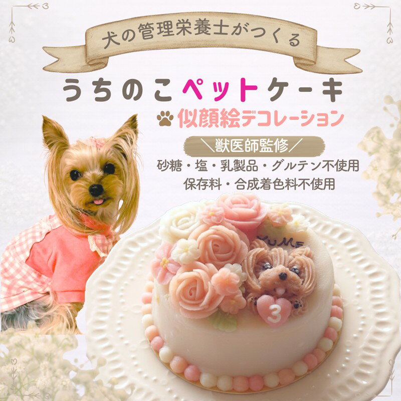 【ふるさと納税】犬の栄養管理士がつくる うちの子ペットケーキ 3号 ( 似顔絵 デコレーション 犬用 ケーキ 犬用ケーキ 3号 犬 いぬ )