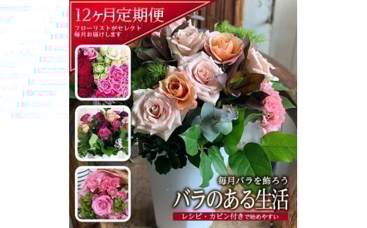 【12回定期便】毎月バラを飾ろう 「バラのある生活 12」 SL0236