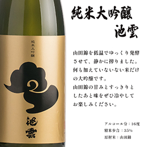 地酒 飲み比べ セット 純米酒 池雲、純米大吟醸 池雲 720ml×2本 御歳暮 お歳暮  贈答 熨斗 ＨＯ－４２