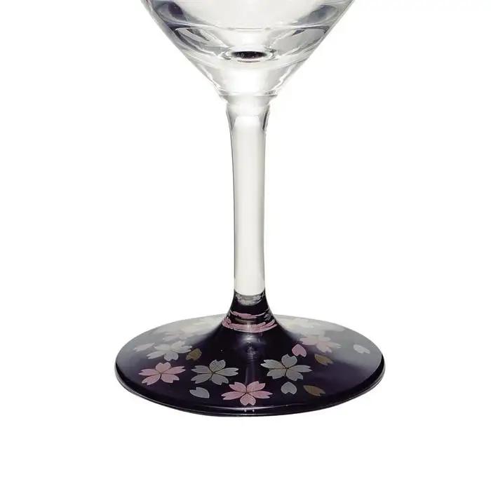 ぬりもん de Verre ワイングラス 蒔絵 桜 黒