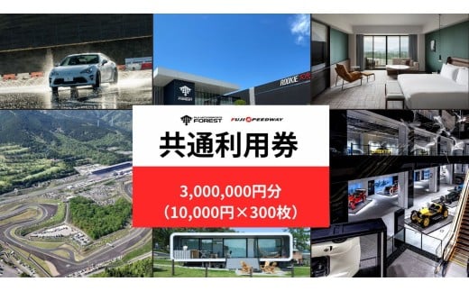富士 モータースポーツフォレスト エリア 共通利用券　3,000,000円（10,000円券×300枚）【 体験型 利用券 チケット モータースポーツ 富士スピードウェイ ホテル ミュージアム 静岡県 小山町 】EAC1