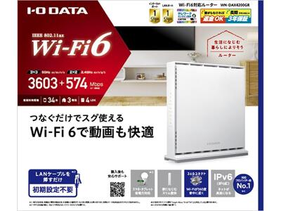 I-O DATA 【WN-DAX4200GR】Wi-Fi 6 1Gbps対応ルーター
