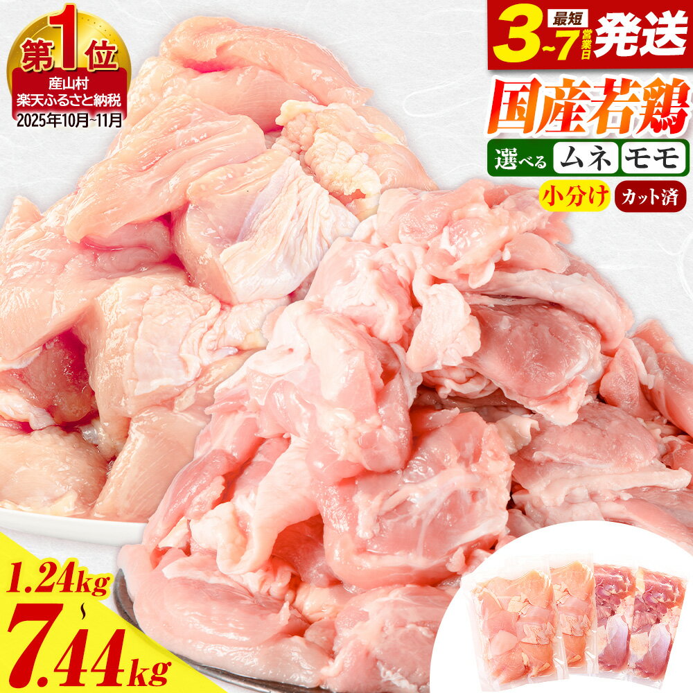 【ふるさと納税】★数量限定 生産者応援企画★鶏肉 小分け 鶏肉 もも肉 or むね肉 or ハーフセット 選べる カット 若鶏1.24kg〜7.44kg《3-7日以内に出荷(土日祝除く)》定期便 隔月 肉 鶏肉 鶏 鶏モモ 鶏ムネとり肉 訳あり 冷凍 もも肉 簡易包装 便利