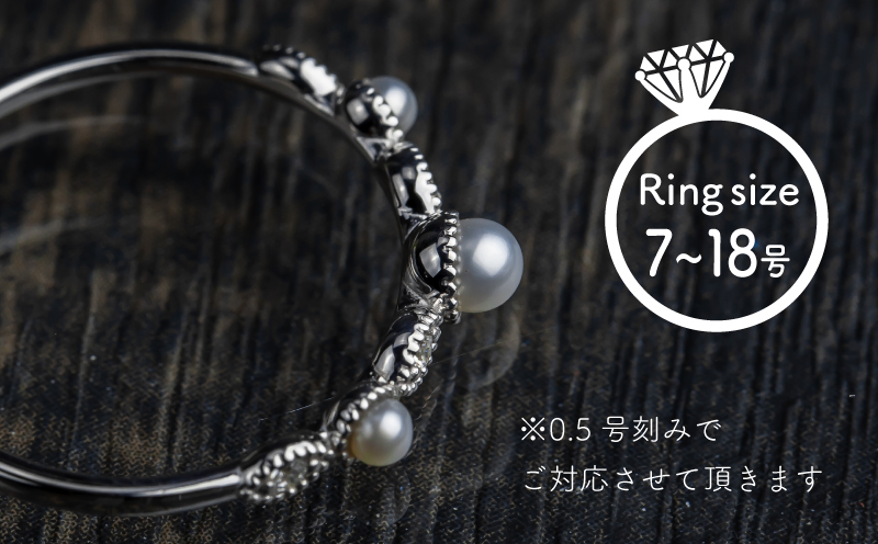GF029【都留市ふるさと納税】 pt900 淡水パール&0.04ct ダイヤモンドリング（RP-MR-0701）