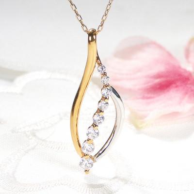 ふるさと納税 韮崎市 ネックレス PT900 K18YG コンビ ダイヤモンド 0.33ct リーフ【f263-ygpt】 |  | 01