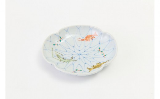 5寸モッコ型皿揃　網魚文（5枚組）